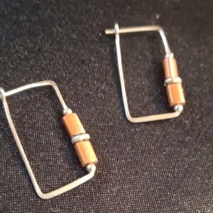 Modern Silver and Copper Rectangle Earrings